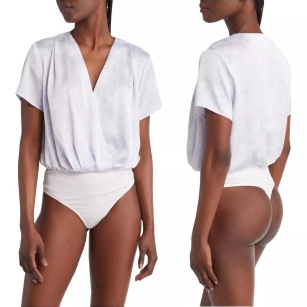 Open Edit Wrapped Bodysuit In White Cloud
